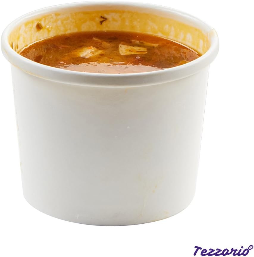Juego de 500 recipientes de sopa de papel blanco de 12 onzas con tapas, recipientes para alimentos calientes y fríos, tazas de postre de yogur