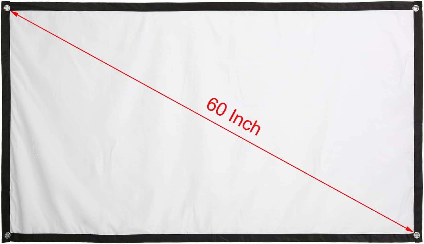 Pantalla de proyector de 60 pulgadas, portátil 169 4K HD, pantalla de proyección de video plegable para interiores y exteriores con 4 ganchos,