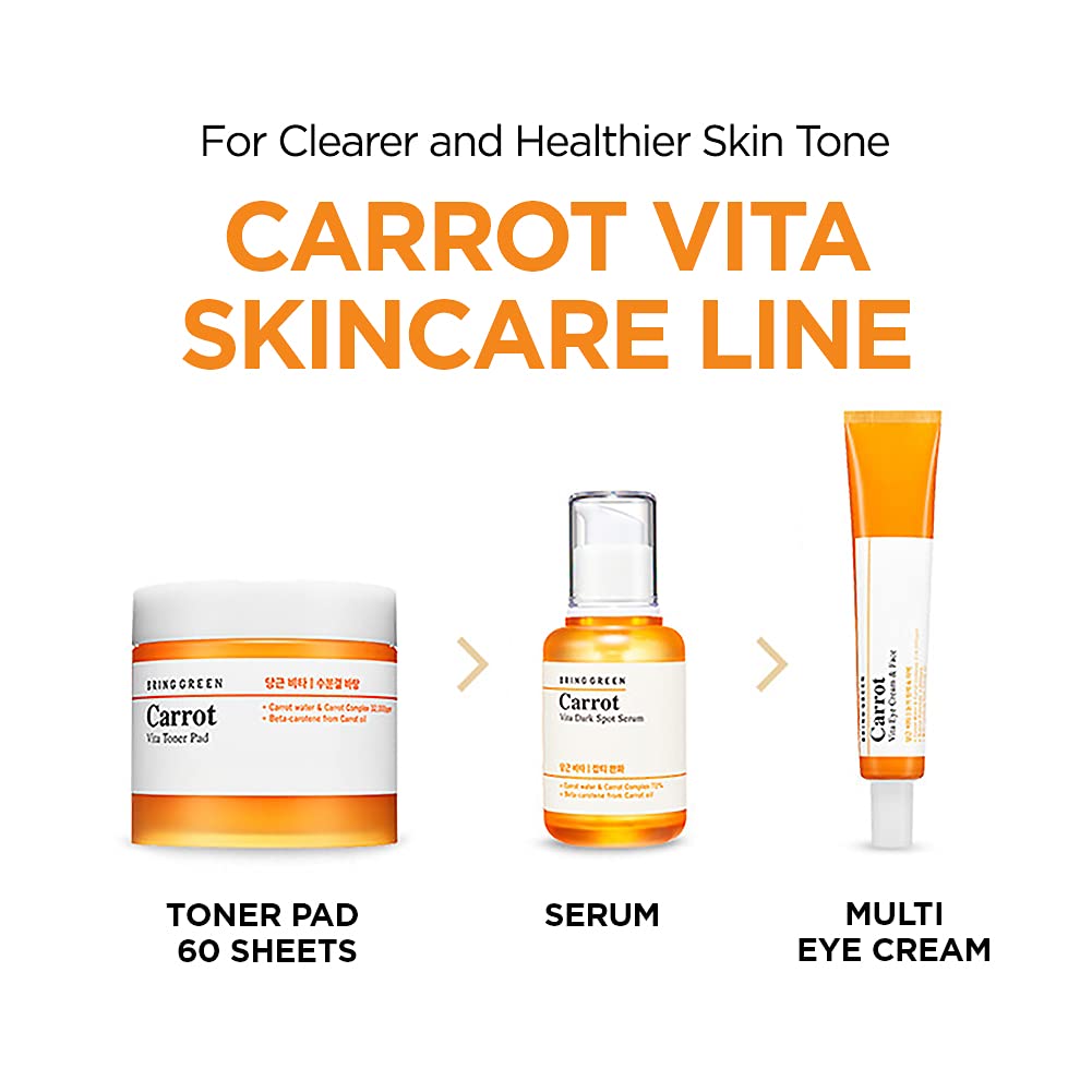 BRING GREEN Carrot Vita – Crema para ojos y cara doble set (2 unidades)  Anti-envejecimiento, arrugas de ojos con vitaminas C, B, E, retinol,