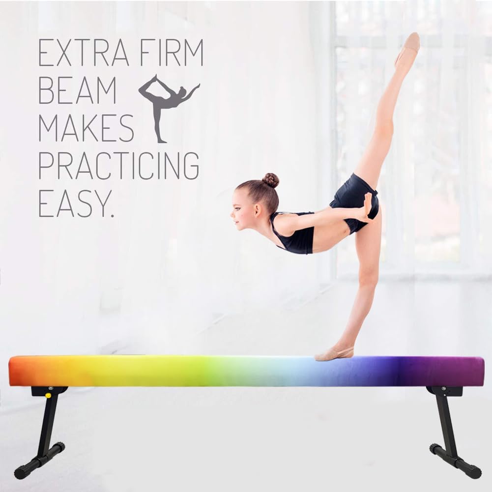Viga de equilibrio de gimnasia ajustable y plegable, haz de gimnasia de nivel alto y bajo de 6 pies, no requiere herramientas, equipo de gimnasio