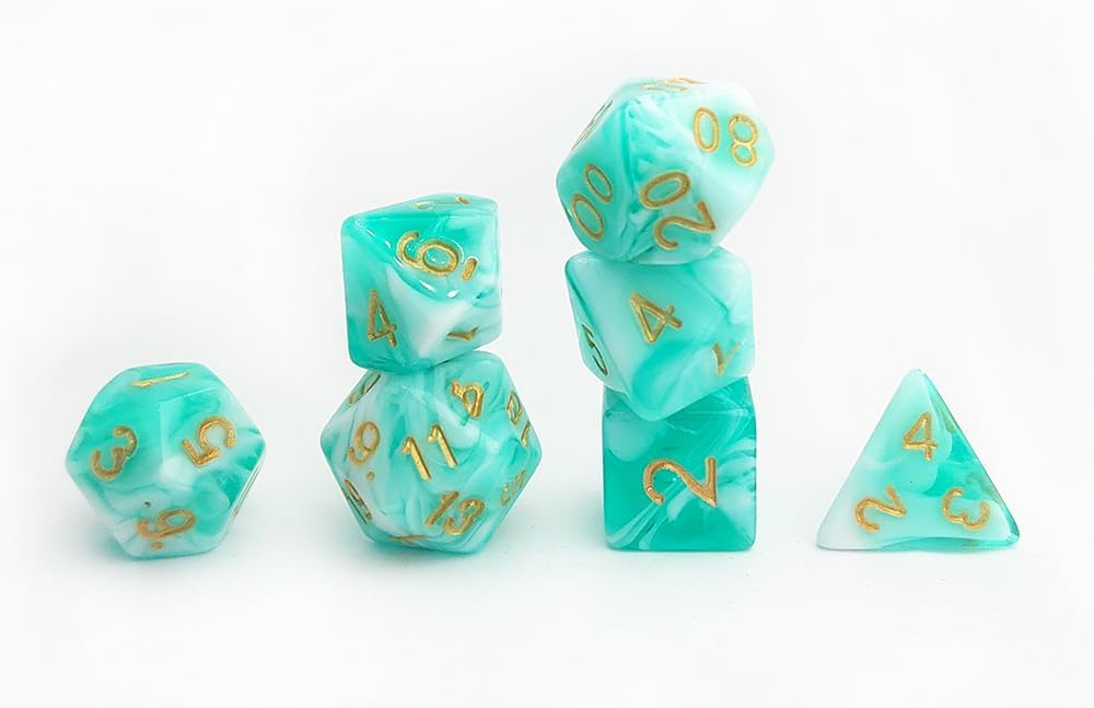 DND – Juego de 7 dados poliédricos para D&D, TTRPG, Calabozos y Dragones, juegos de dados de mesa, accesorios DND, dados del sistema D20verde