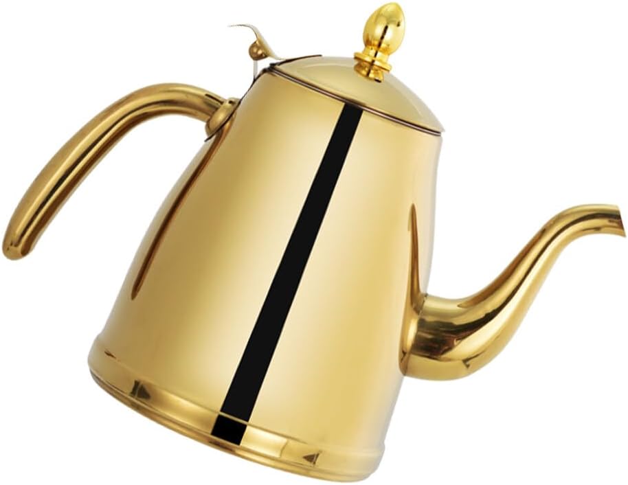 Luxshiny Tetera de acero inoxidable Tetera de cuello de cisne Tetera con tapa de gas Tetera hervida Botella dispensadora de aceite de oliva Botella
