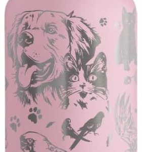Helping Hydros Botella de agua de rescate de animales con tapa con pajilla, acero inoxidable grabado de 32 onzas, aislada con correa, tema de Helping Hydros Botella de agua de rescate de animales con tapa con pajilla, acero inoxidable grabado de 32 onzas, aislada con correa, tema de