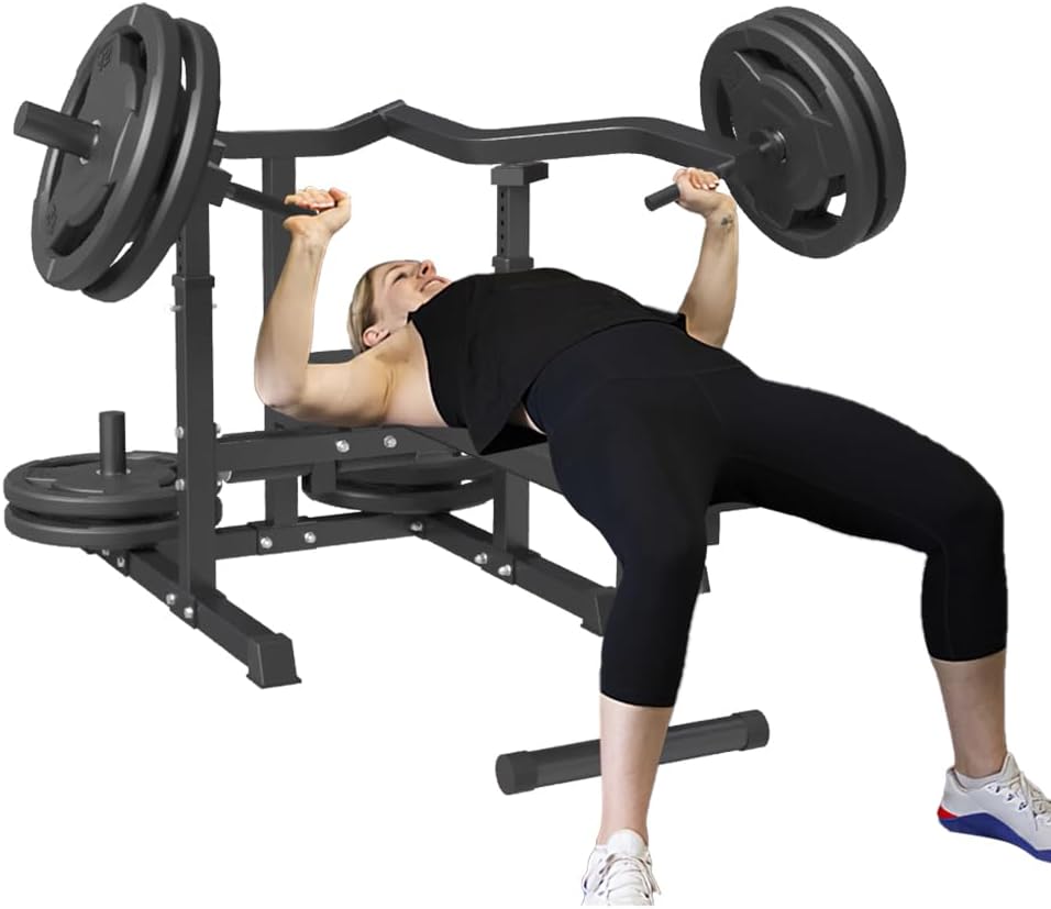 Máquina de prensa de pecho de banco de pesas con 7 posiciones ajustables, inclinación plana para entrenamientos de brazos y abdominales