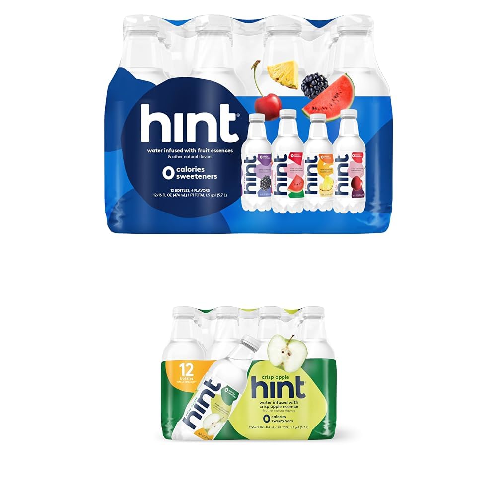 Hint – Paquete de 24 botellas de agua de 16 onzas, 3 botellas de cada sabor