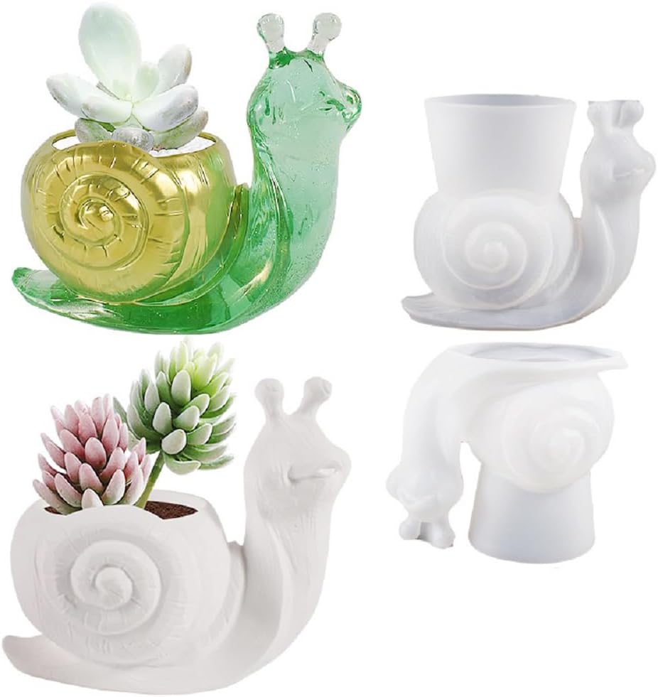 Yalulu Molde de silicona para maceta de hormigón de caracoles, Molde de silicona para maceta, Molde de resina de florero de maceta, Soporte para