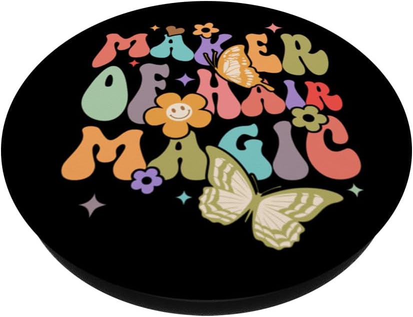Maker Of Hair Magic Groovy Hairdresser Squad Hair Stylish PopSockets Swappable PopGrip