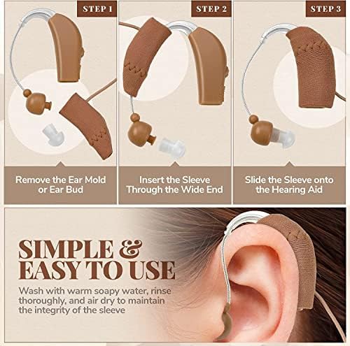 Protectores y clips para audífonos (paquete de 2) Cubierta de tela con cable con cierre para proteger de la suciedad, el polvo, el sudor y la