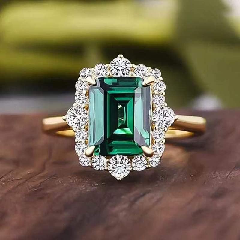 Anillos de plata de ley 925 con circonita cúbica cuadrada y esmeralda brillante para mujeres, hallazgos de joyería, pendientes, Plata de ley 925,