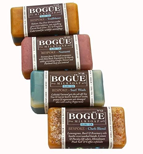 BOGUE Goat Milk Soap-N12 Chefs Blend N18 Surf Rider N19 Yoga Blend & N28 Trailblazer-BESPOKE 4xBar Giftset Box