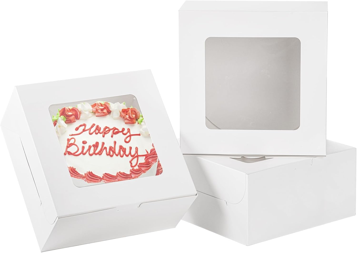 AVLA Paquete de 20 cajas para pasteles con ventana, cajas de panadería de 10 pulgadas con tablas, contenedor desechable para pasteles de postres,