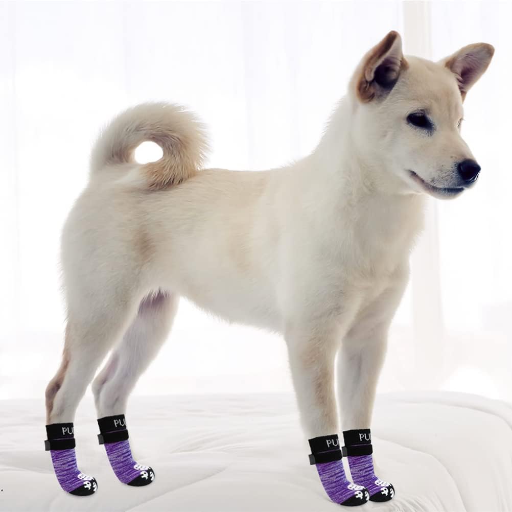 PUPTECK Calcetines antideslizantes para perros con agarres de doble cara para perros pequeños, medianos y grandes, suelos de madera dura que evitan