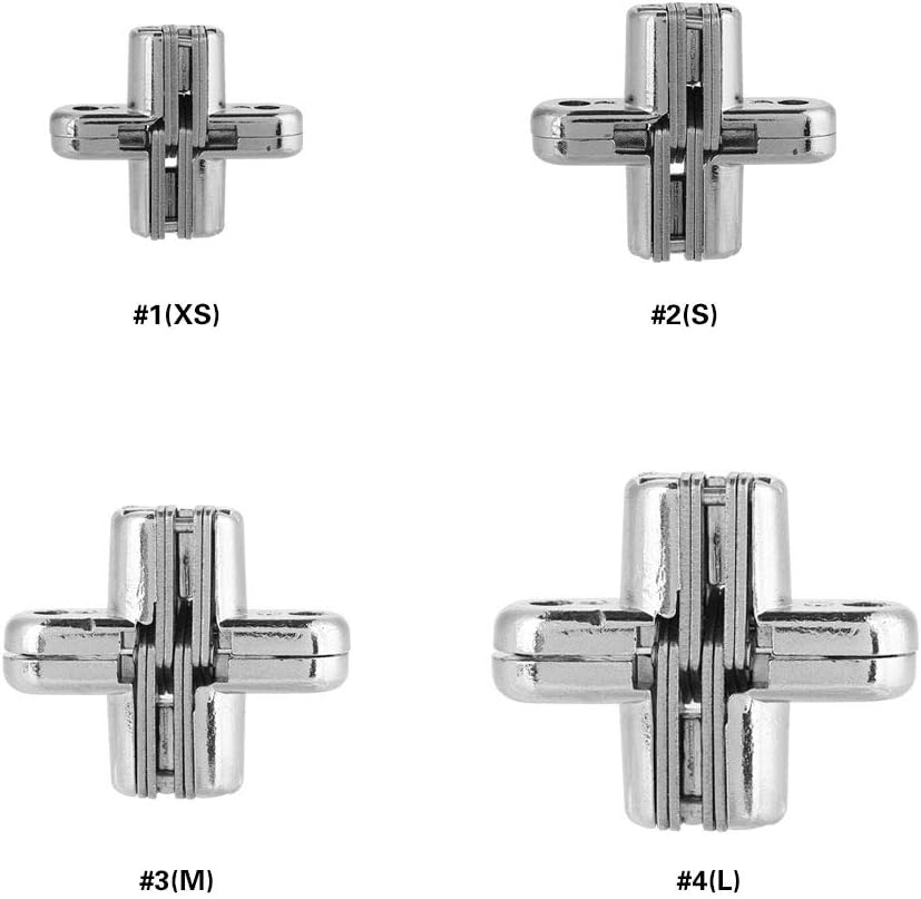 Bisagras ocultas de 180 grados, aleación de zinc invisible oculta bisagra de puerta cruzada para puerta de fácil instalación, kit de gabinete de