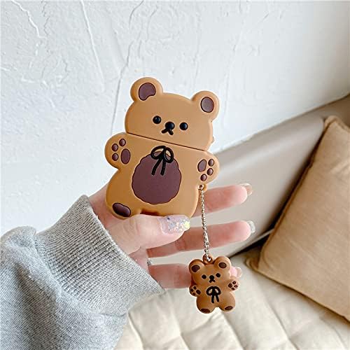 Funda de silicona ultra gruesa y suave con llavero para Apple AirPod 3D de dibujos animados de animales lindos kawaii adorables para niños, niñas,