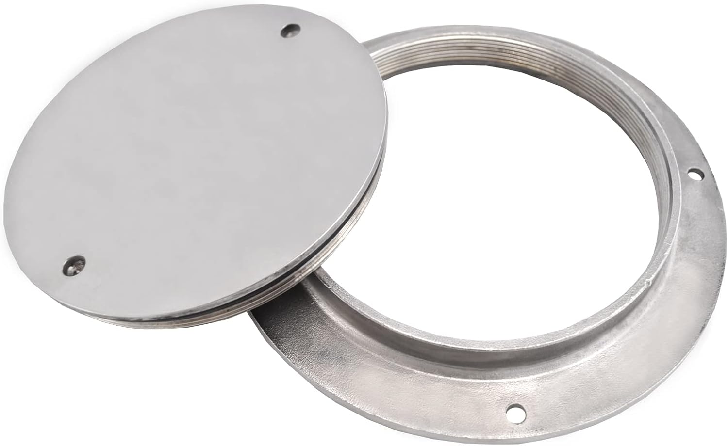Escotilla de barco de 5 pulgadas 316 de acero inoxidable redonda antideslizante 2 ojos placa de cubierta de escotilla de inspección con cubierta