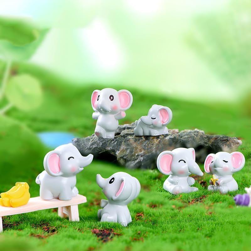 18 figuras de elefante miniatura de resina de elefante para bricolaje, jardín de hadas de Navidad, paisaje de musgo en miniatura, 18 piezas