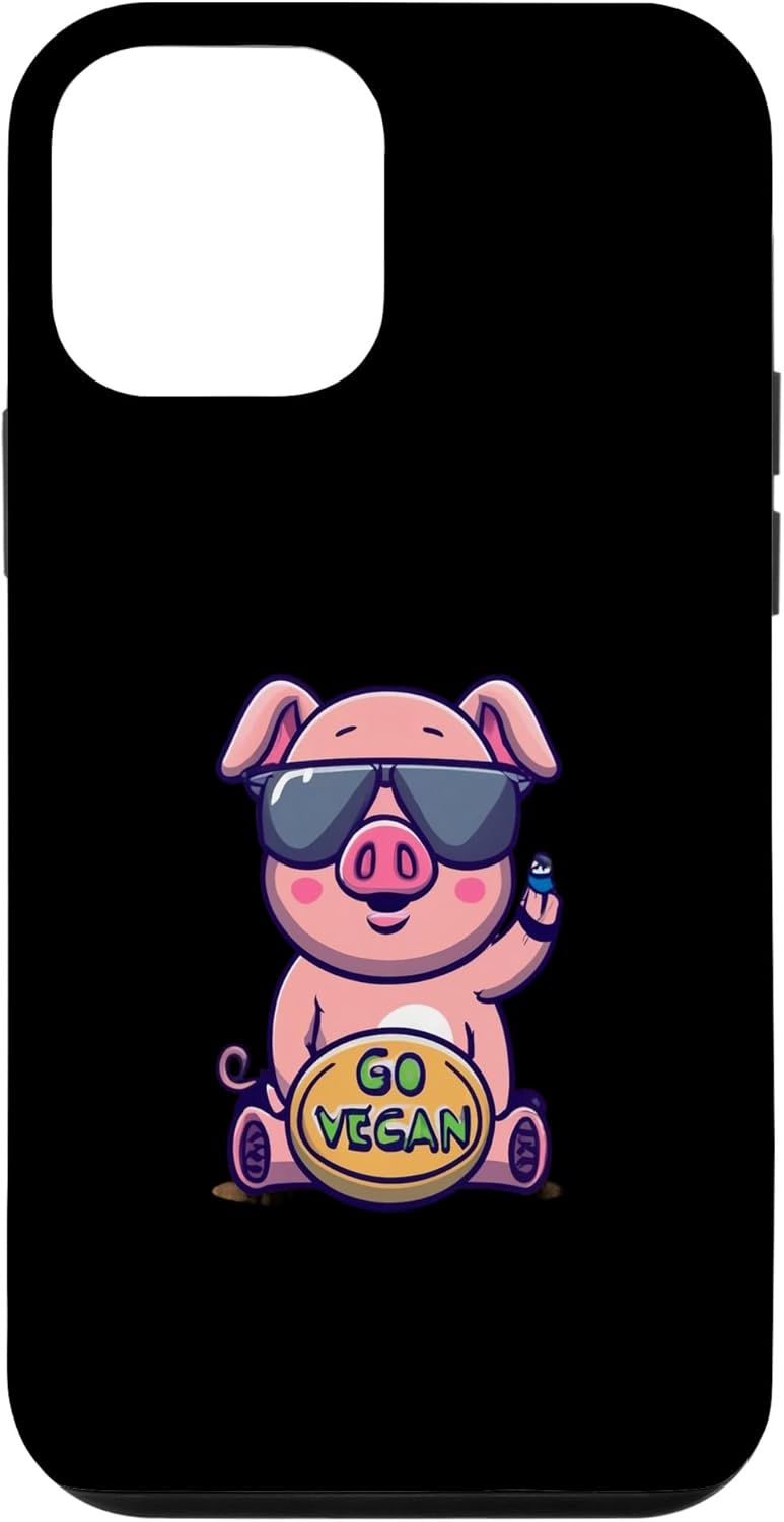 iPhone 12 mini go vegan funny pig typography illustration veggies Case