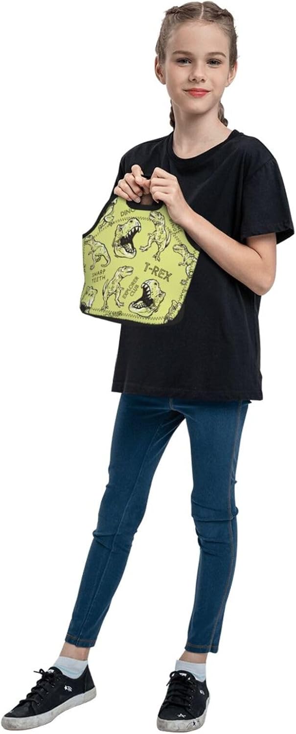 Lonchera reutilizable con diseño de dinosaurios, a prueba de fugas, bolsa de almuerzo portátil para mujeres y hombres, bolsa de mano para el