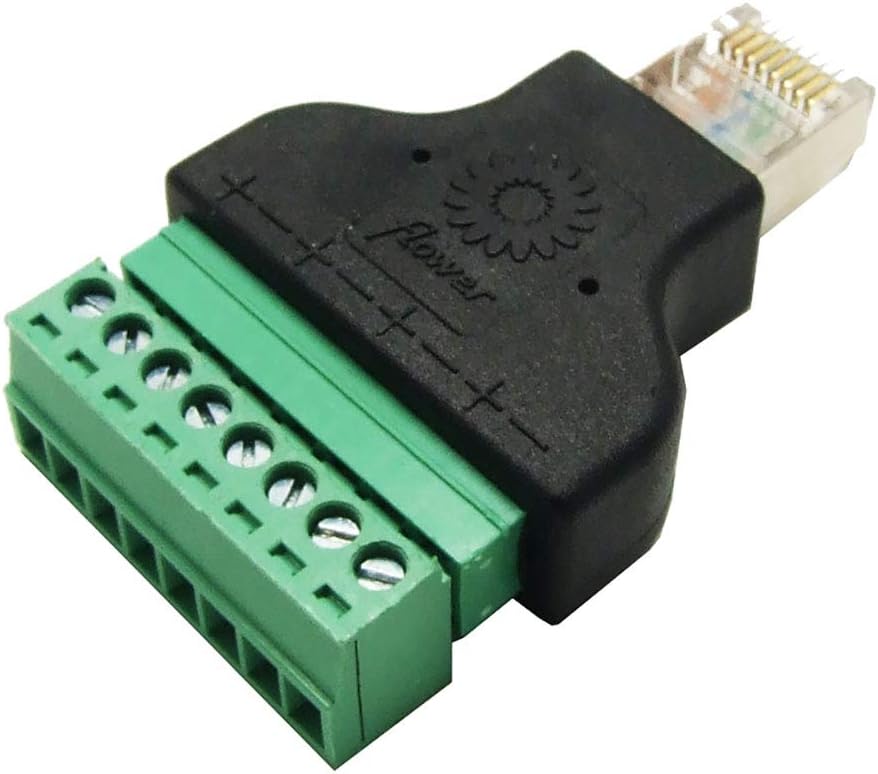 Adaptador de bloque de terminales Ethernet RJ45 macho a tornillo