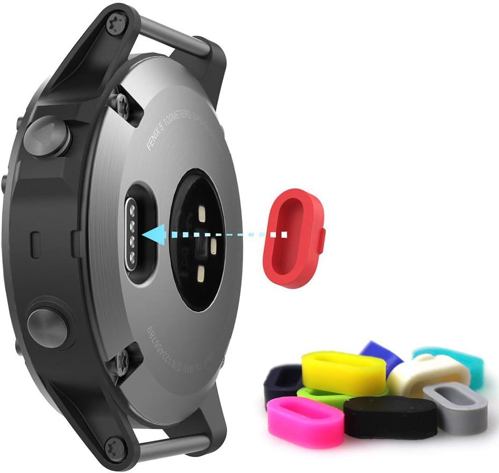 5 fundas de silicona para reloj y 10 tapones antipolvo para Garmin Vivoactive 3 GPS Smartwatch, protectores de puerto de cargador AFUNTA y funda