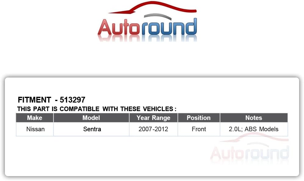 Autoround 513297 Par de buje de rueda delantera de repuesto para Nissan Sentra 2007 2008 2009 2010 2011 2012 2.0L solo 4 lengüetas con ABS