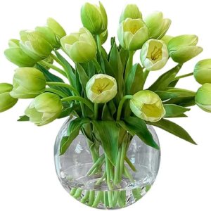 Flovery Real Touch Table Tulip Flores artificiales Mesa de comedor Centro de mesa en jarrón (verde) Flovery Real Touch Table Tulip Flores artificiales Mesa de comedor Centro de mesa en jarrón (verde)