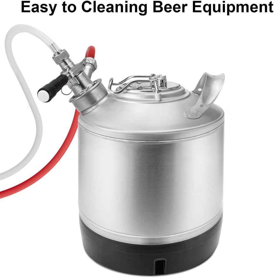 Barril de limpieza de 1.6 galones con sistema D Sankey Puertos, Barril de lavado con base de goma para limpieza de líneas de cerveza