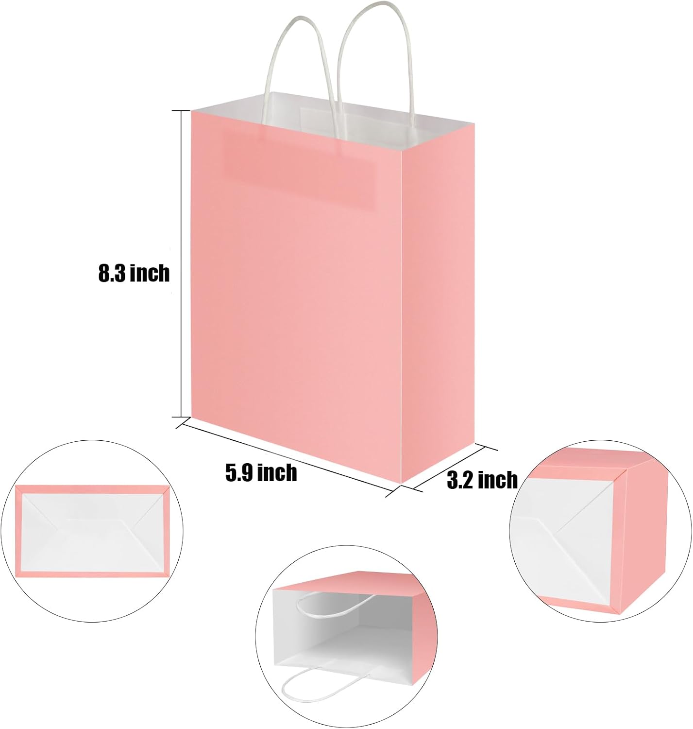 Bekoetoz 40 bolsas de regalo de papel kraft blanco con asas, 8 colores de 8.3 x 5.9 x 3.2 pulgadas, bolsas de regalo a granel para cumpleaños,