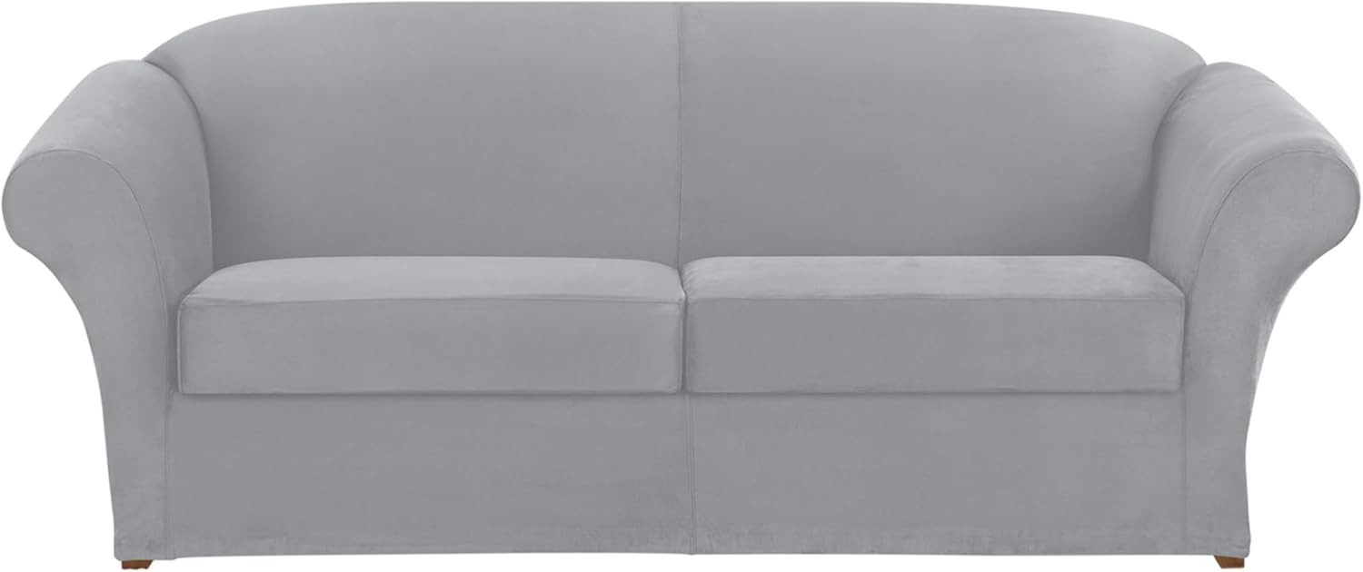 SureFit Ultimate Funda de gamuza elastizada para sofá de 3piezas, gris claro