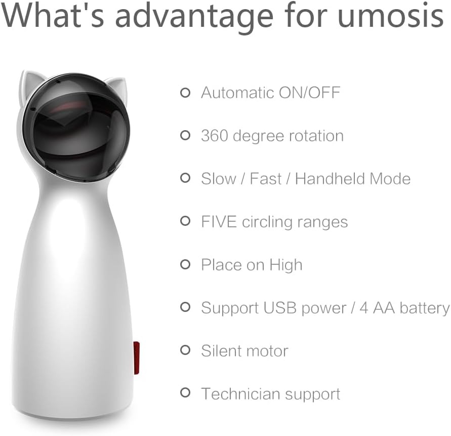umosis Juguete láser automático para gatos interactivos para gatos de interiorgatitosperros (blanco)