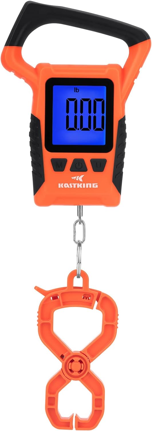KastKing Báscula de pescado, báscula digital flotante impermeable WideView, pantalla LCD grande de 2.5 pulgadas, capacidad de 110 libras, multimodo