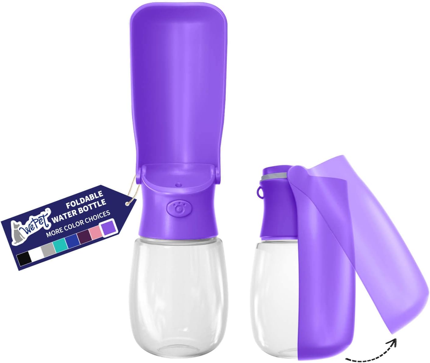 WePet Botella de agua plegable portátil para perros, dispensador de agua para cachorros con alimentador para beber, 12 onzas, resistente a altas