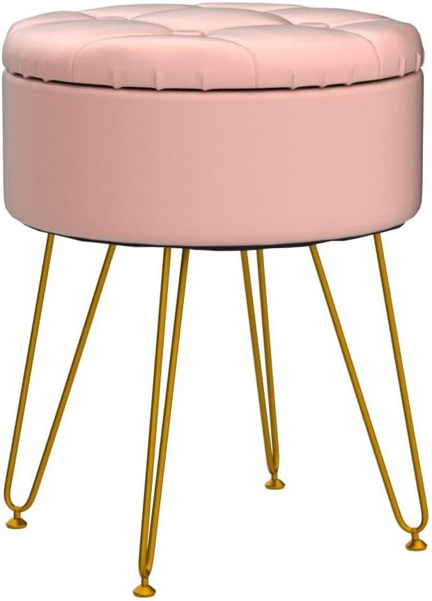 Cpintltr Taburete moderno de piel sintética, tapizado, redondo, otomanos, multiusos, decoración del hogar, mesa de café otomana, cubierta superior