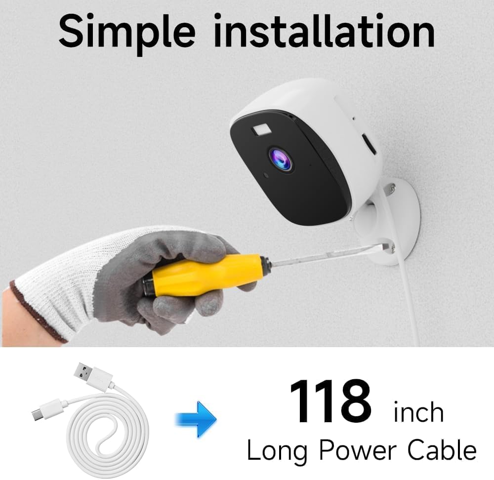 Paquete de 2 cámaras de seguridad 2K para seguridad del hogar, cámara interior WiFi de 4 MP con visión nocturna a color, detección de movimiento AI,