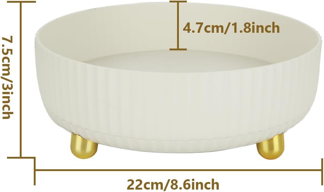 Lazy Susan – Juego de 2 platos giratorios, organizador de perfume de maquillaje blanco, bandeja de almacenamiento giratoria de 360, diámetro de 8.6