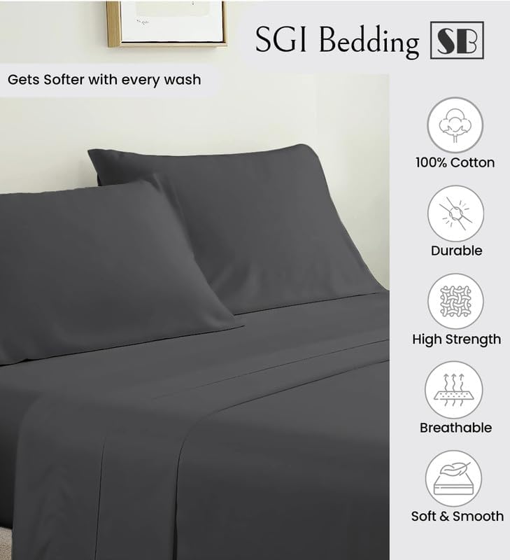 SGI bedding Juego de sábanas de algodón egipcio de 1000 hilos, sábanas de 1000 hilos para cama tamaño King, sábanas suaves y duraderas, sábanas de