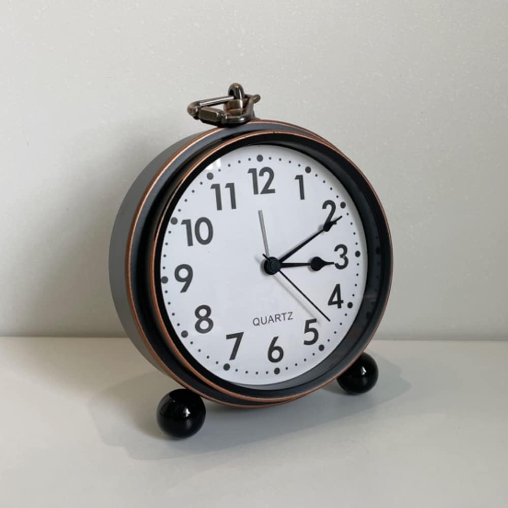 Reloj despertador de metal vintage, reloj de escritorio silencioso de 5.3 pulgadas, fácil de leer, reloj de escritorio silencioso para colgar en la