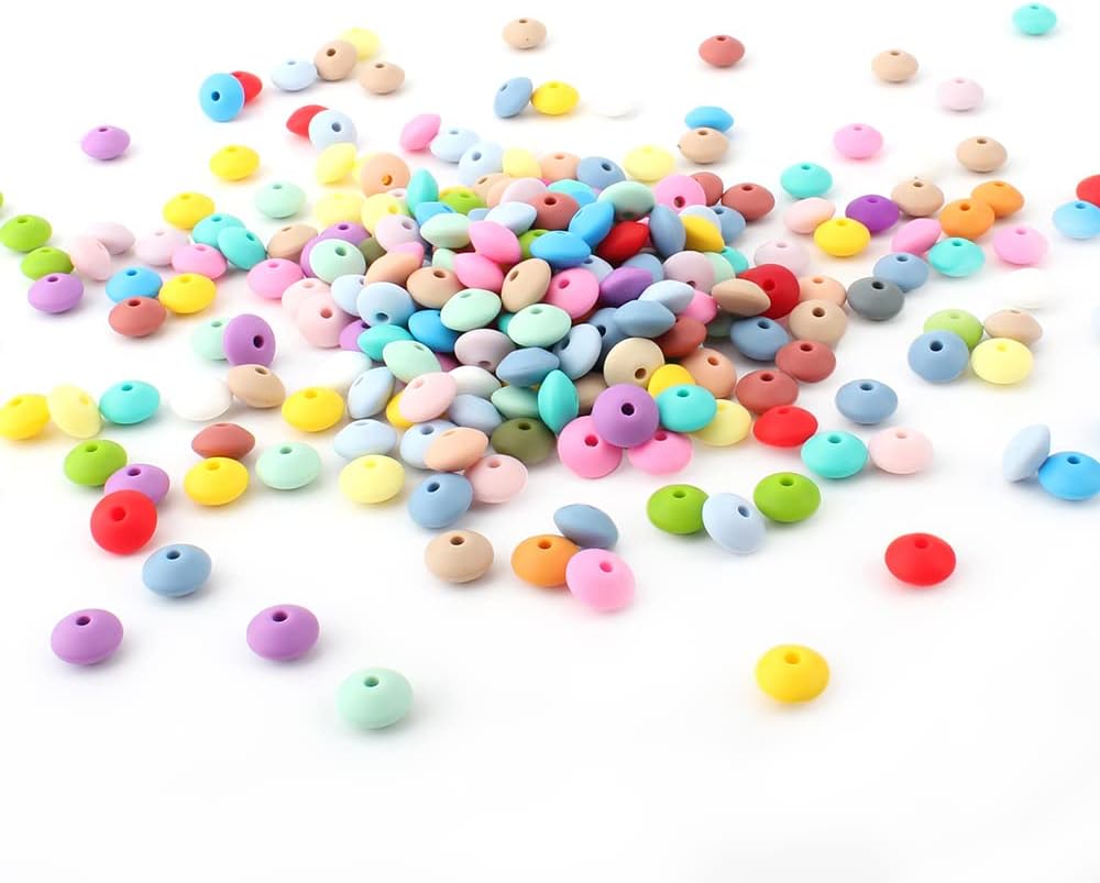 100 cuentas de ábaco con forma de lentejas de 0.472in, platillo colorido, cuentas espaciadoras sueltas para collares, pulseras, accesorios para