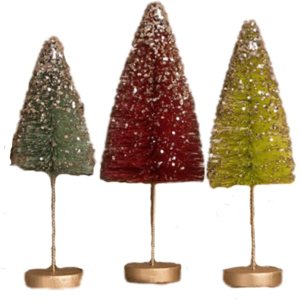 Bethany Lowe Jewel – Juego de 3 árboles de cepillo para botella de tallo largo Bethany Lowe Jewel – Juego de 3 árboles de cepillo para botella de tallo largo