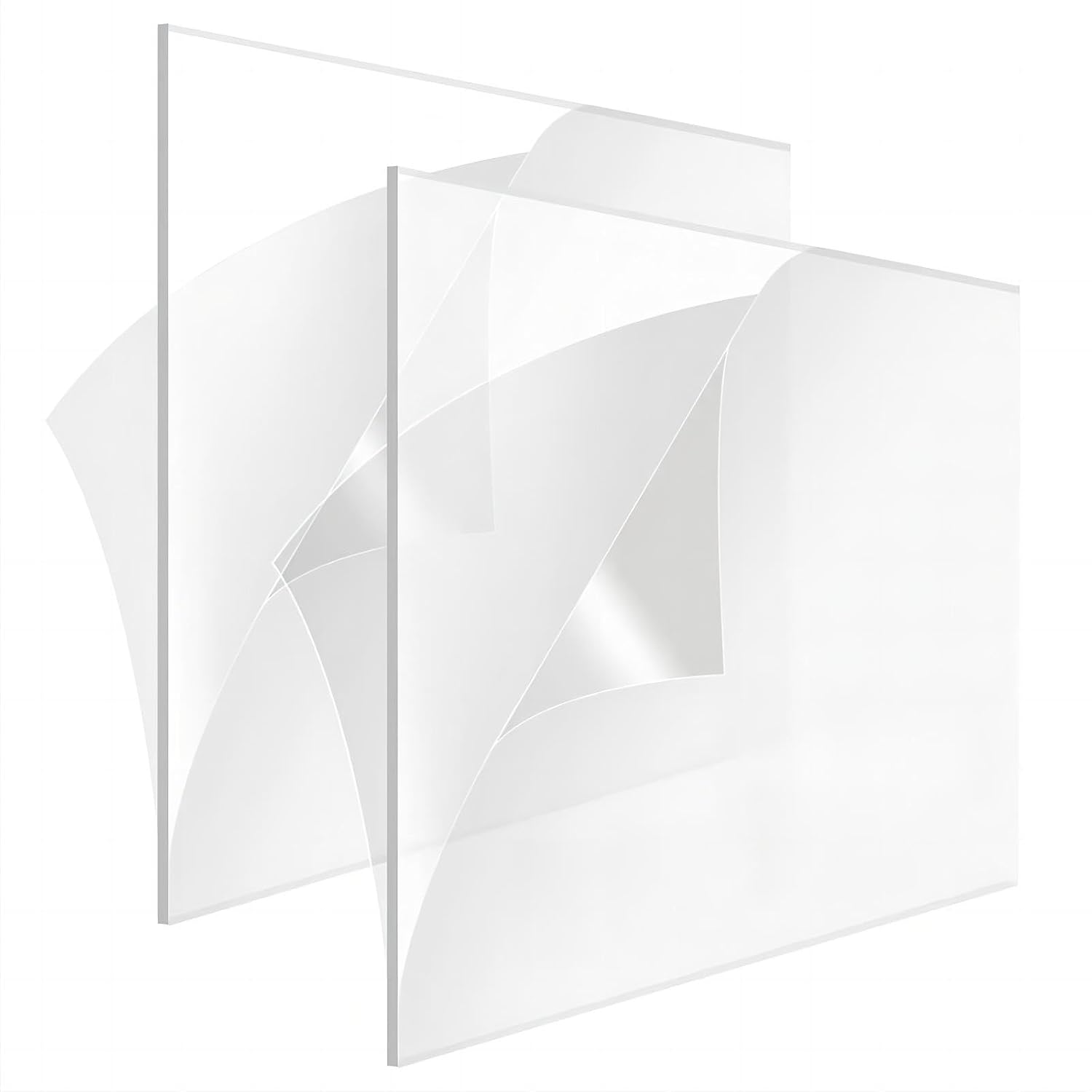 Paquete de 2 hojas acrílicas transparentes de 24 x 24 pulgadas, 316 pulgadas de grosor (0.197 in), hojas de plexiglás, hojas acrílicas para corte