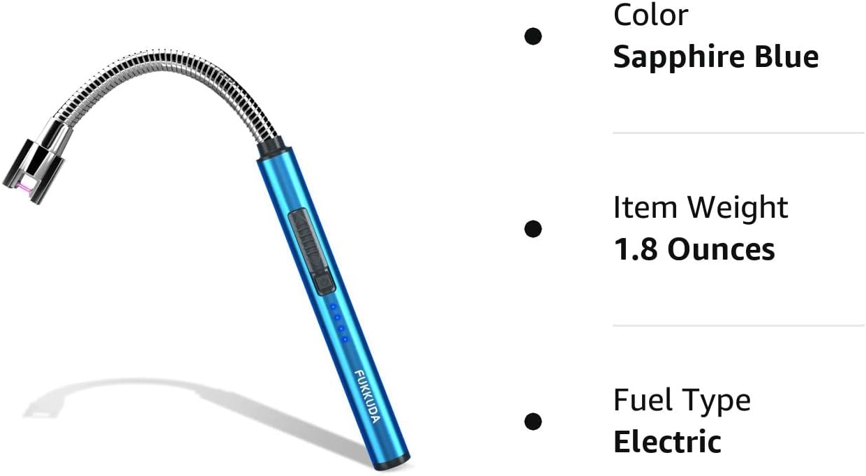 Encendedor de velas eléctrico, de arco, con batería de plasma recargable USB, sin flama y resistente al viento, con interruptor doble de seguridad