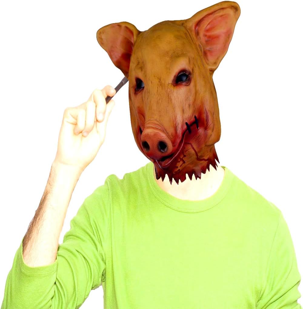 Máscara de cerdo de látex de animales aterradores, disfraz de Halloween, accesorios de cosplay, cabeza de cerdo sangrienta, máscara de terror de