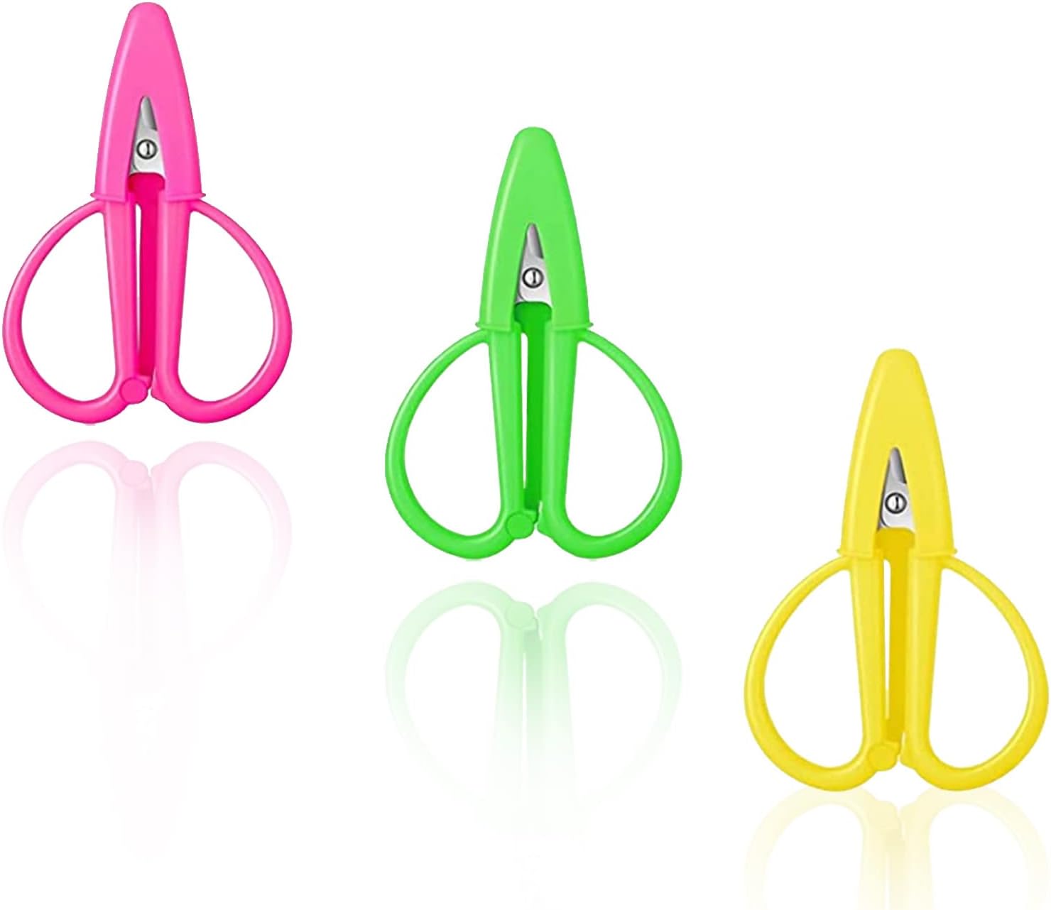 Juego de 3 mini tijeras  Tijeras pequeñas de viaje con tapa, tijeras portátiles para costura, manualidades e hilo, colores surtidos