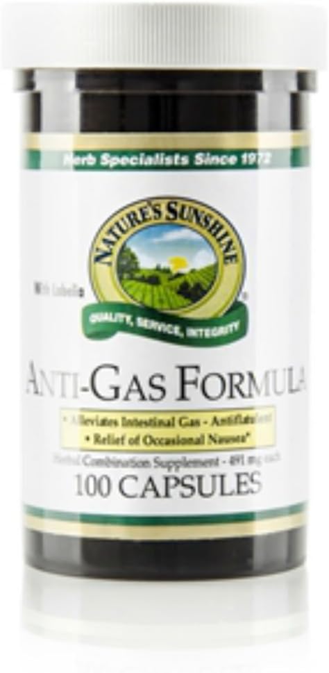 Nature’s Sunshine Fórmula anti-gas con lobelia, 100 cápsulas  Apoya la digestión, ayuda al cuerpo a expulsar gases intestinales y puede ayudar a