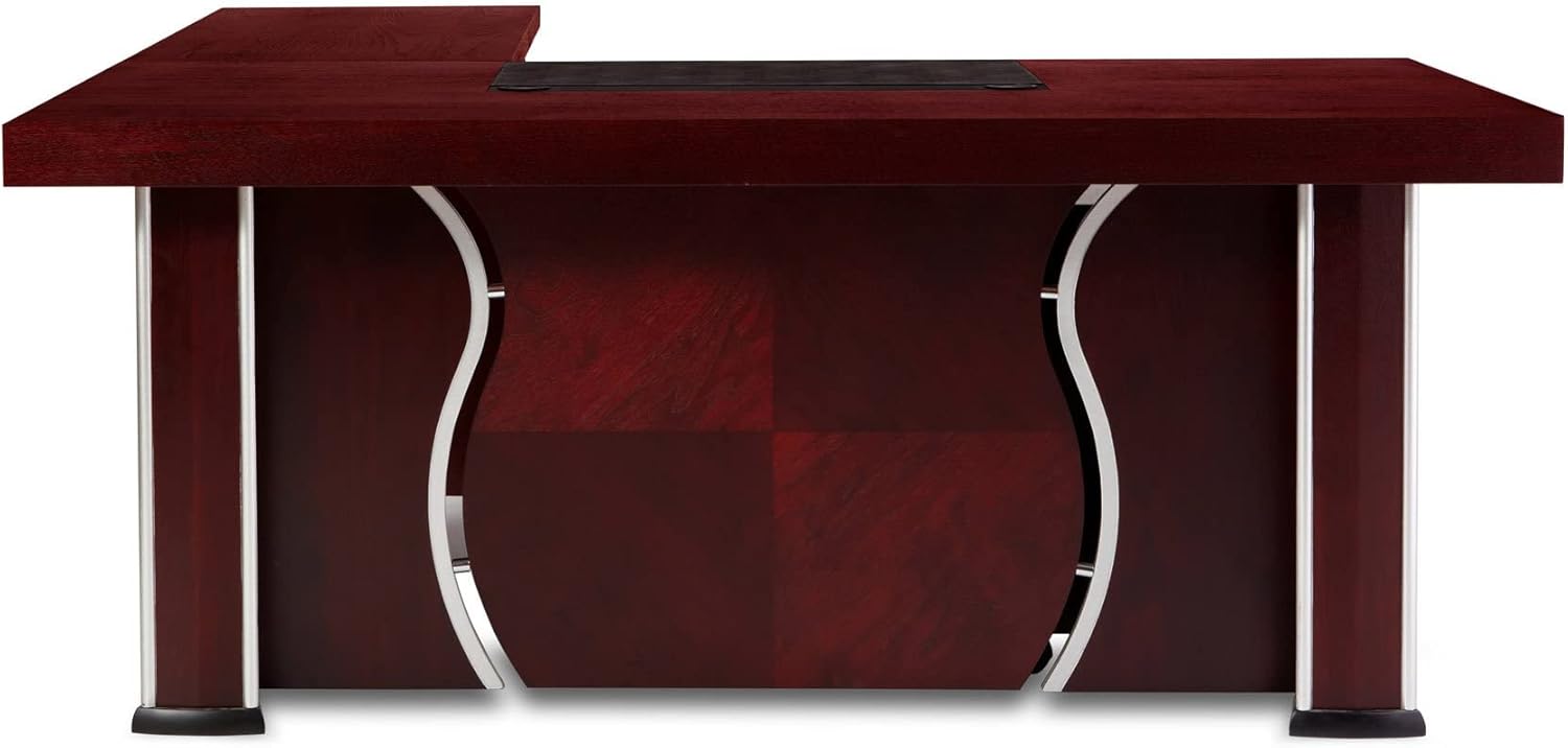 Zuri Muebles Pierce Mahogany Escritorio moderno con almacenamiento – Retorno derecho