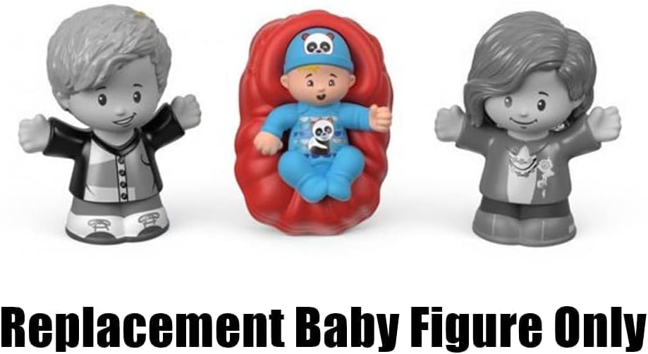 Pieza de repuesto para la familia Fisher-Price Little People Big Helpers – FRM72  Figura de bebé de repuesto en traje de panda azul y canasta roja
