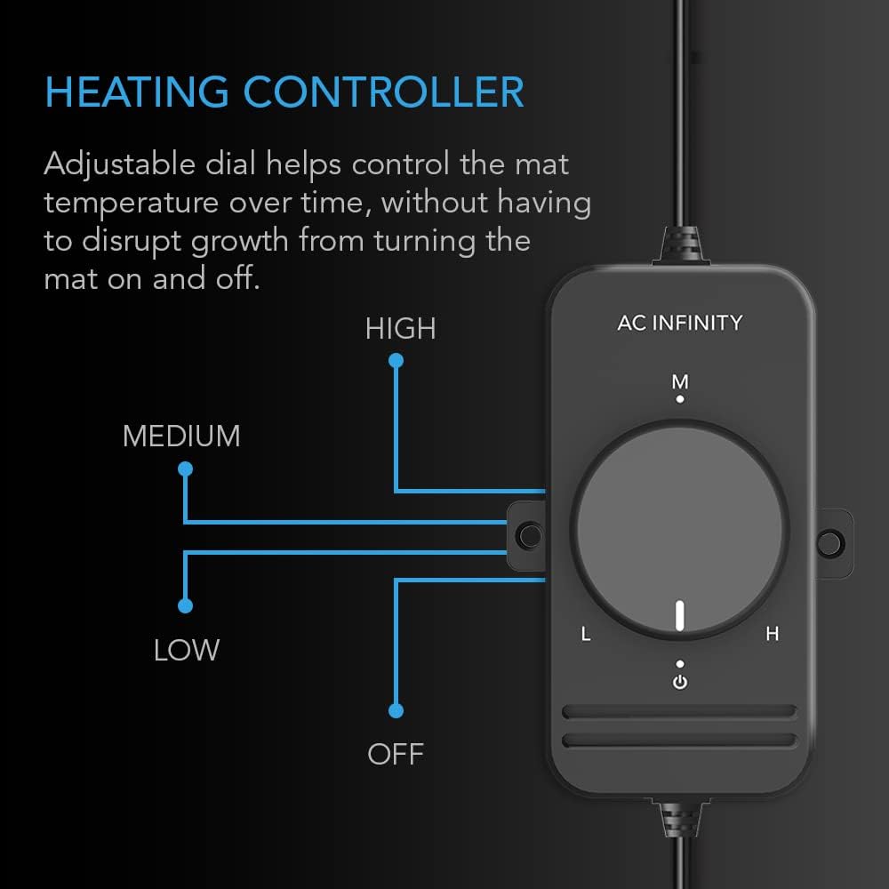 AC Infinity SUNCORE S3 – Alfombrilla impermeable para plántulas con controlador de calor de 10 x 20.75 pulgadas, almohadilla térmica con