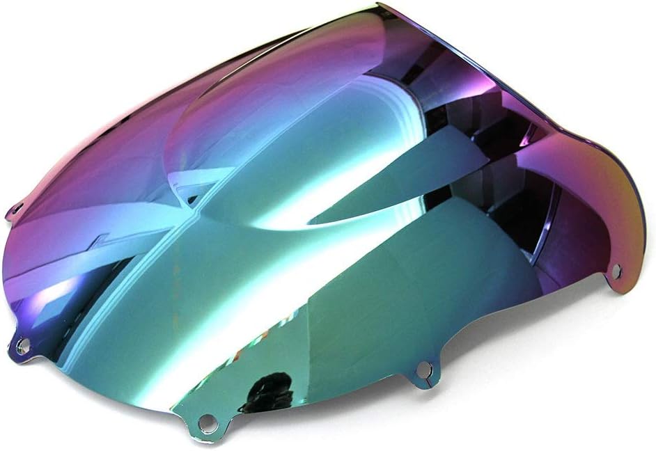 Motorcycle Windshield Motorcycle Double Bubble WindshieldWindscreen – Light Iridium Magic Color Compatible with Suzuki GSXR 600750 1996 1997 1998