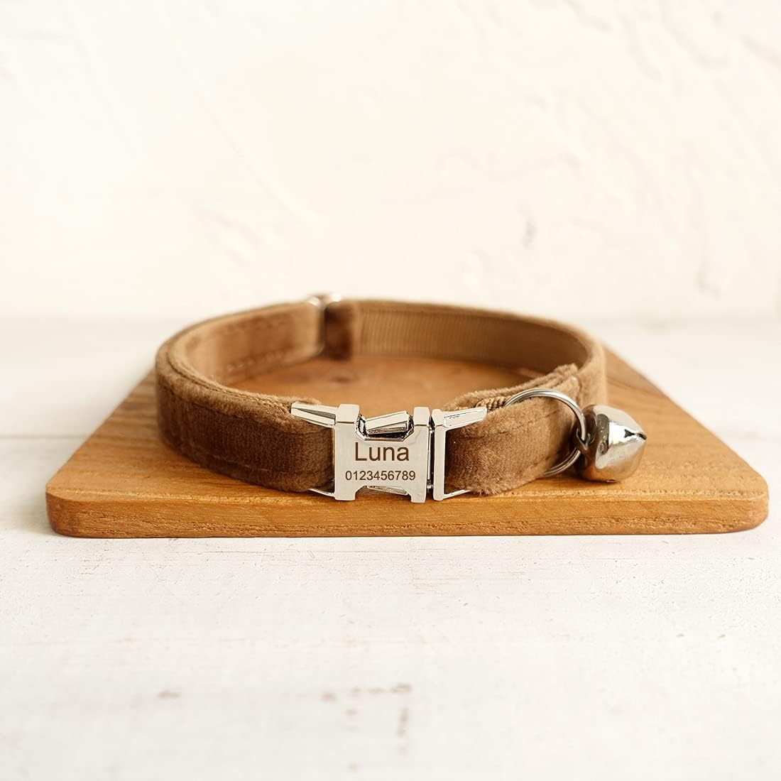 Collar de gato personalizado con nombre, número de teléfono grabado, personalizado con campana para perros pequeños, cachorros, gatitos