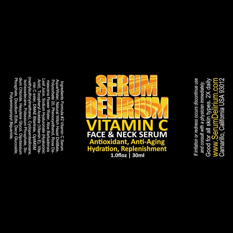 VITAMIN C 10% Sérum para el cuidado de la piel facial y cuello Fórmula #2 Suero antienvejecimiento y antioxidante. Bueno para todo tipo de piel.